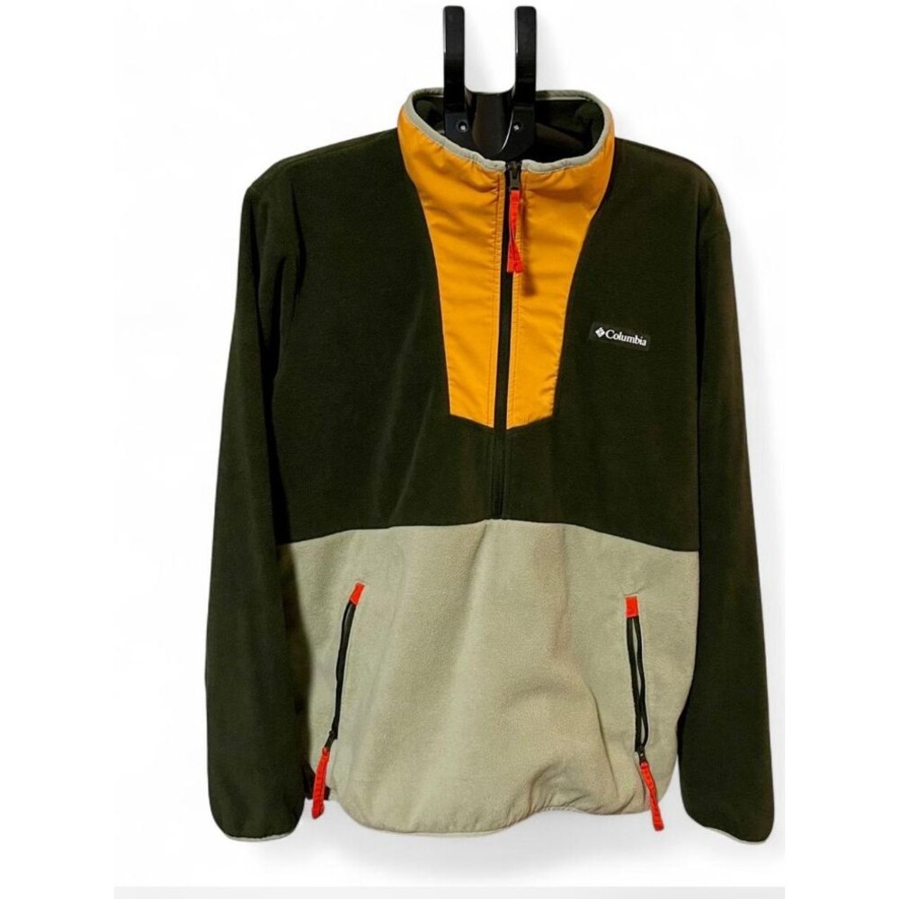 COLUMBIA SWEATSHIRT GREEN YELLOW PULLOVER, outdoor,‎ hiking